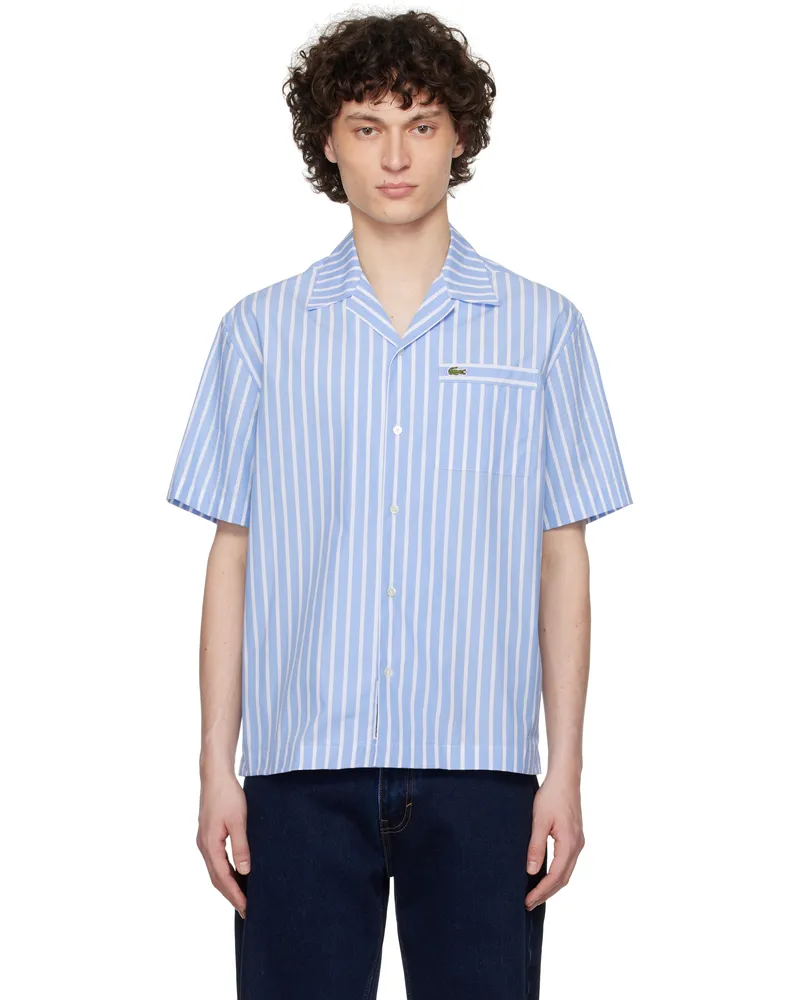 Lacoste Blue & White Summer Pack Relaxed Short Sleeve Shirt E7b