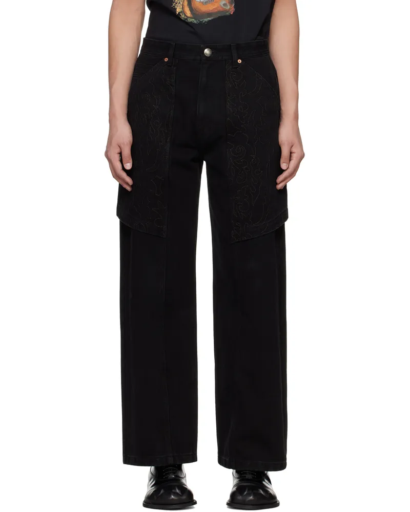 Andersson Bell Black Embroidery Wrap Jeans Black
