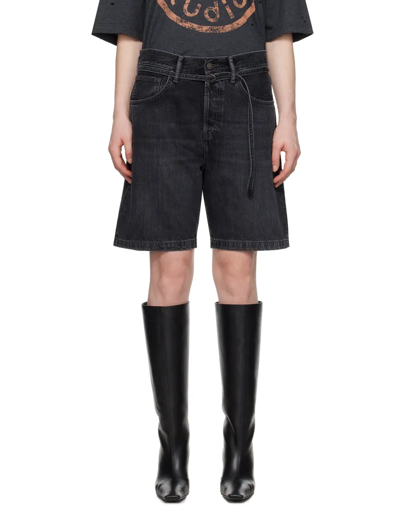 Acne Studios Black Loose-Fit Denim Shorts 900