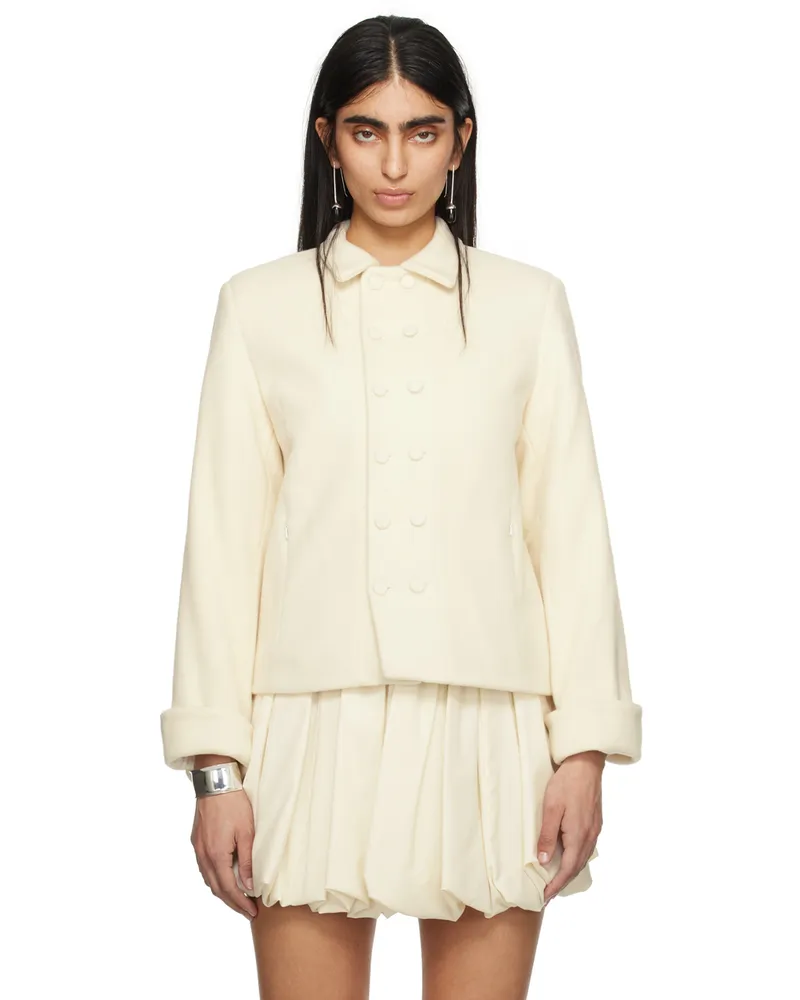 AARON ESH SSENSE Exclusive Beige Double-Breasted Jacket White