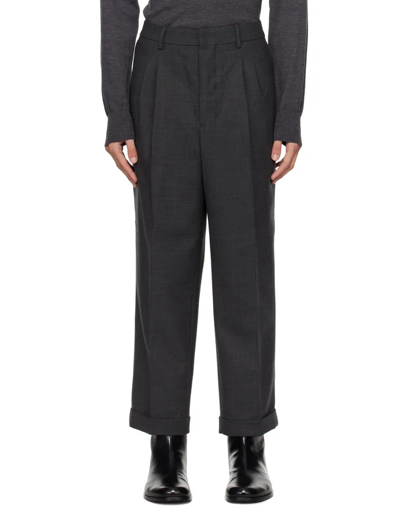 AMI Paris Gray Carrot Fit Trousers Dark