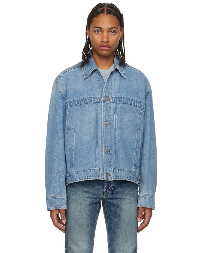 SOLID HOMME Blue Paneled Denim Jacket 432l