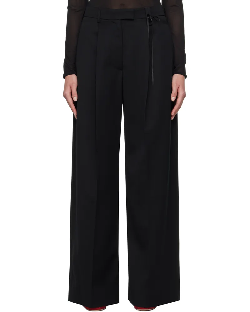 Simone Rocha Black Wide Leg Puddle Trousers Black
