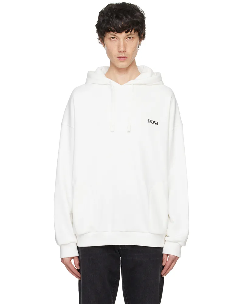 Ermenegildo Zegna White Dropped Shoulders Hoodie -