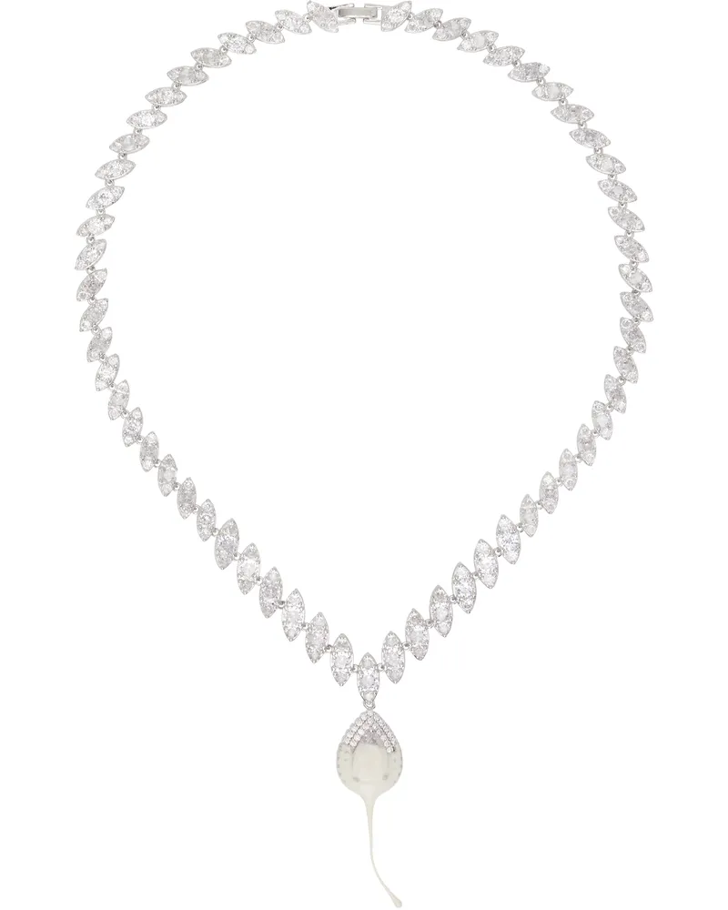 OTTOLINGER SSENSE Exclusive Silver Diamond Dip Necklace Beige