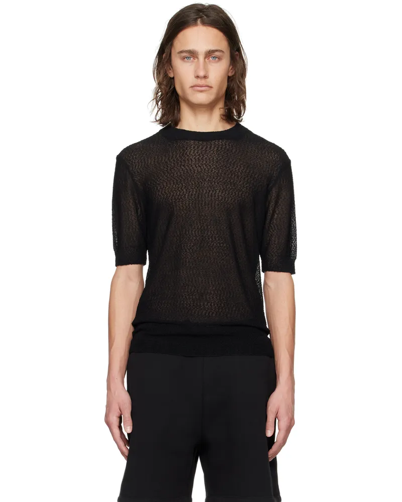 AMI Paris Black Semi-Sheer T-Shirt Black