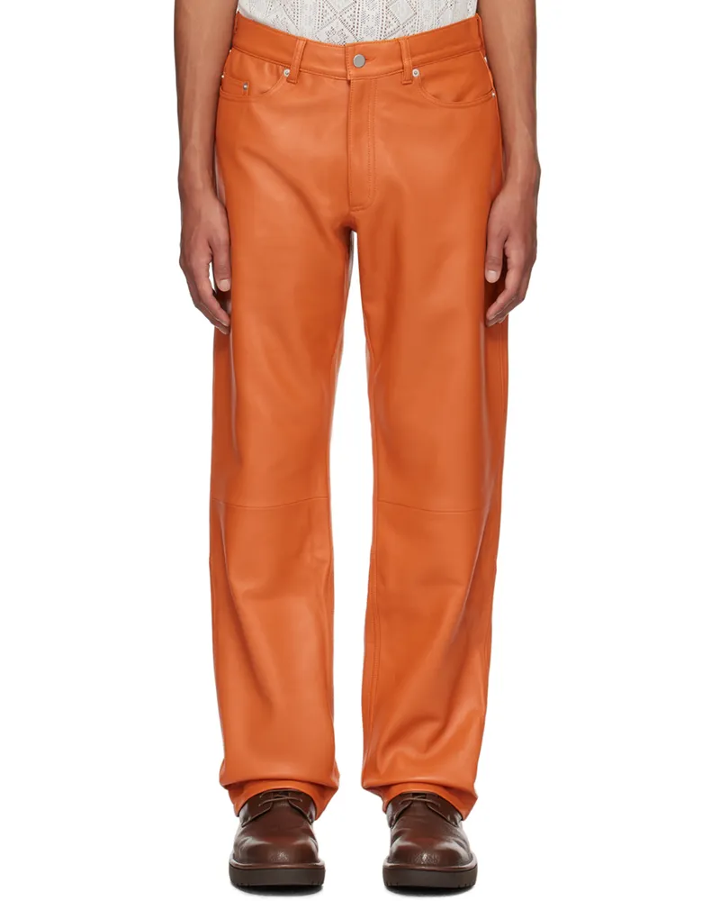 CMMN SWDN Orange Billy Leather Pants Burnt