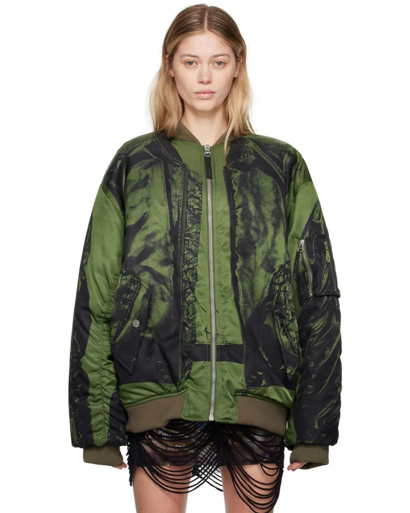 Jean Paul Gaultier Khaki 'The Trompe œil' Bomber Jacket 4100-khaki