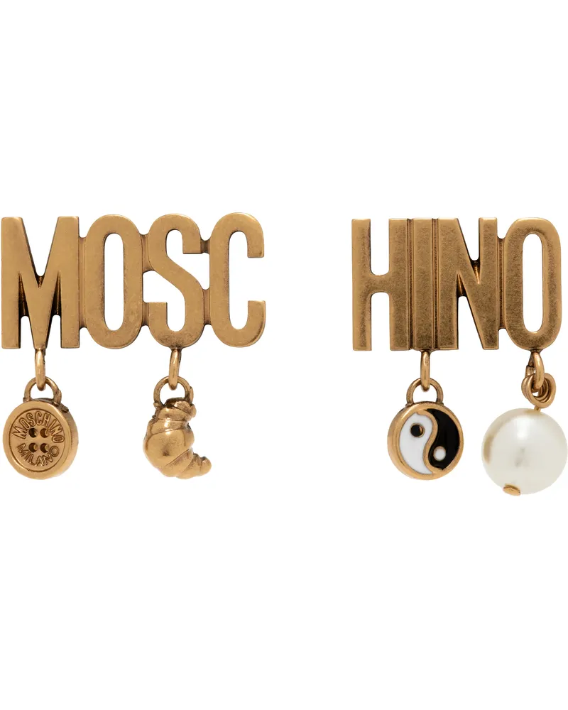 Moschino Gold Lettering Drop Earrings 1607