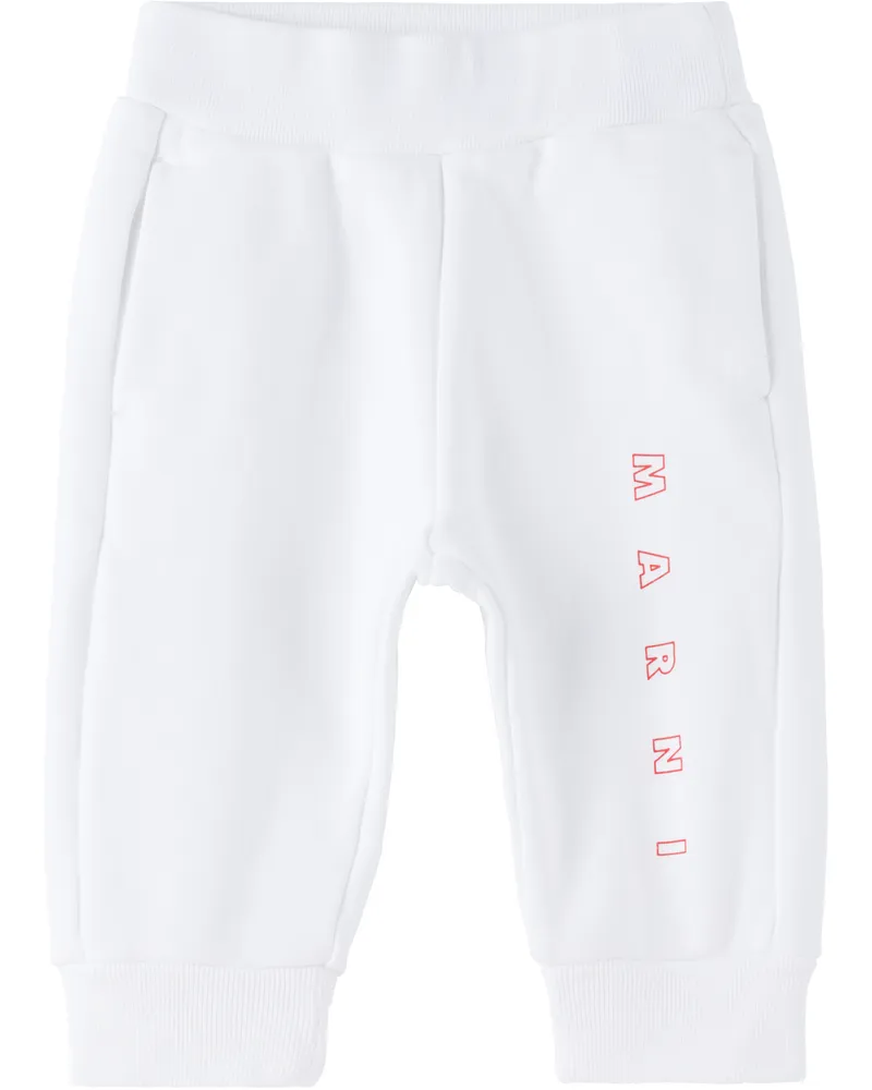 Marni Baby White Logo Sweatpants 0m100