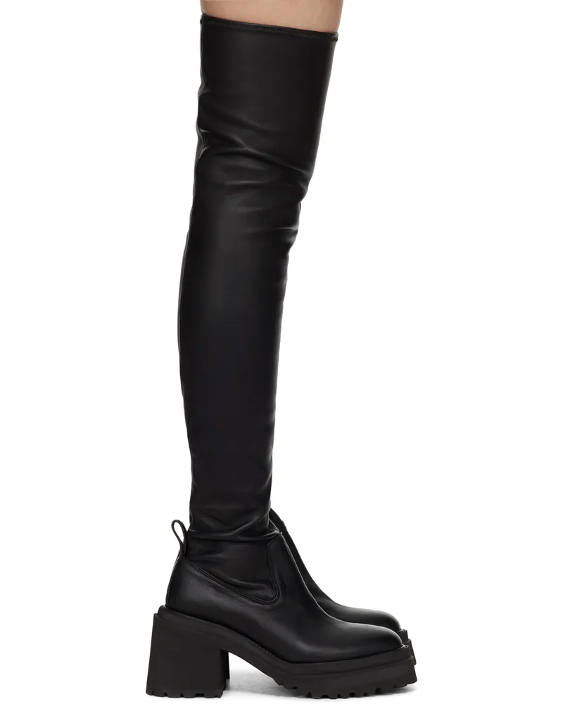 Undercover Black Leather Tall Boots Black