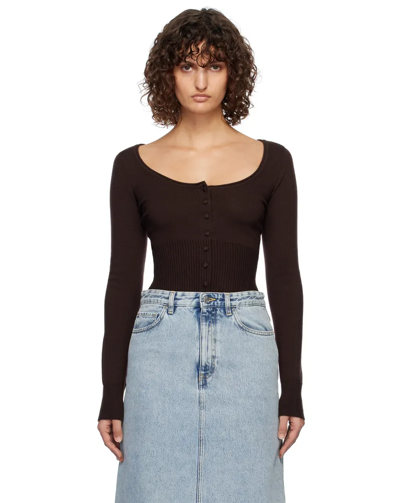 STAUD Brown Sabrina Cardigan Dkch