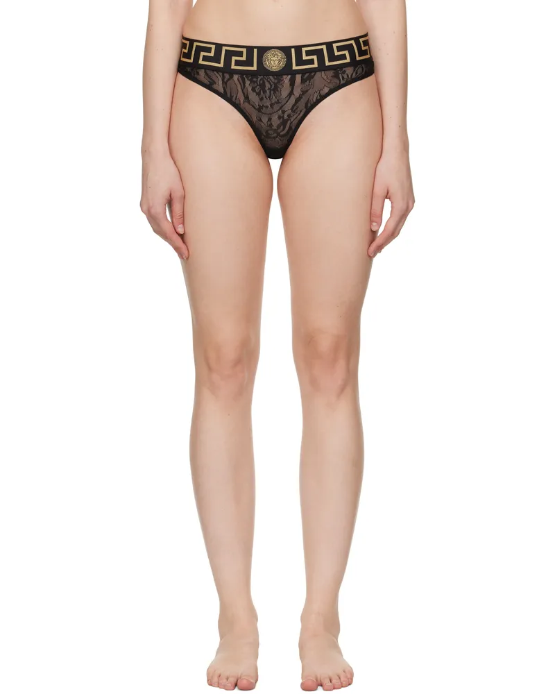 Versace Black Greca Border Lace Briefs 1b000-black