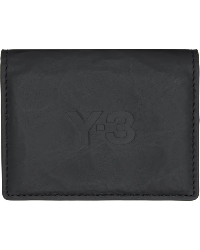 Y-3 Black Logo Leather Card Holder Black