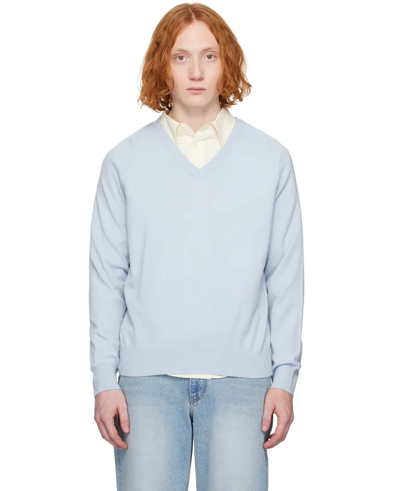 Dunst Blue Soft V-Neck Sweater Soft