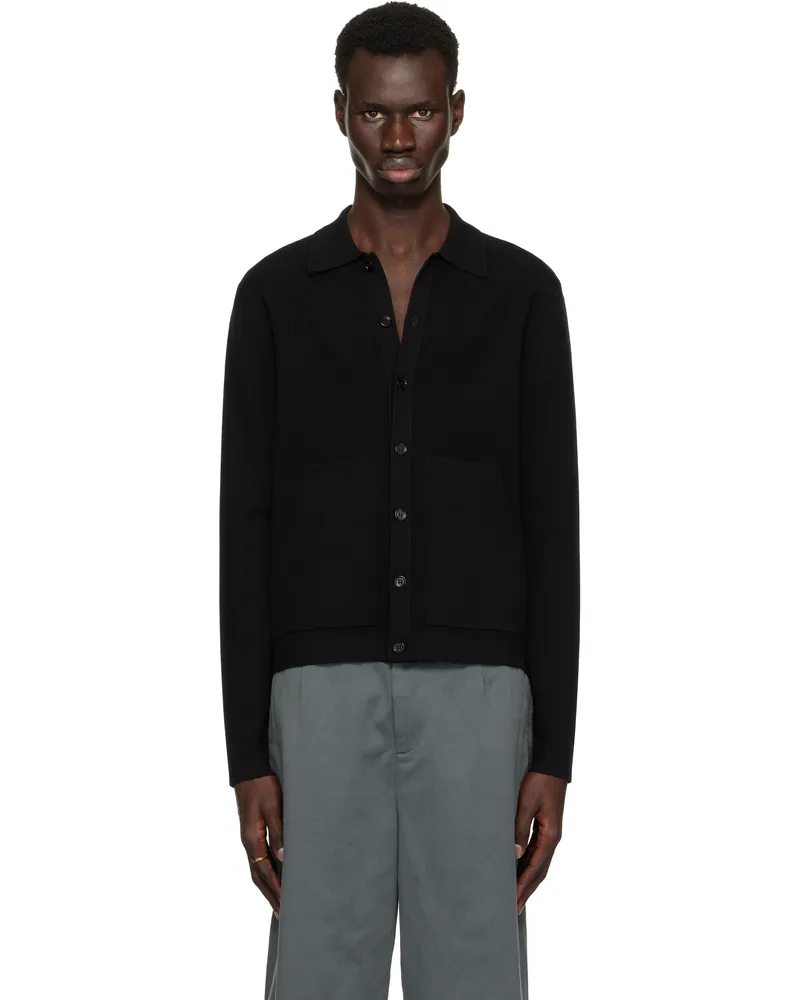 Dries van Noten Black Spread Collar Cardigan 900