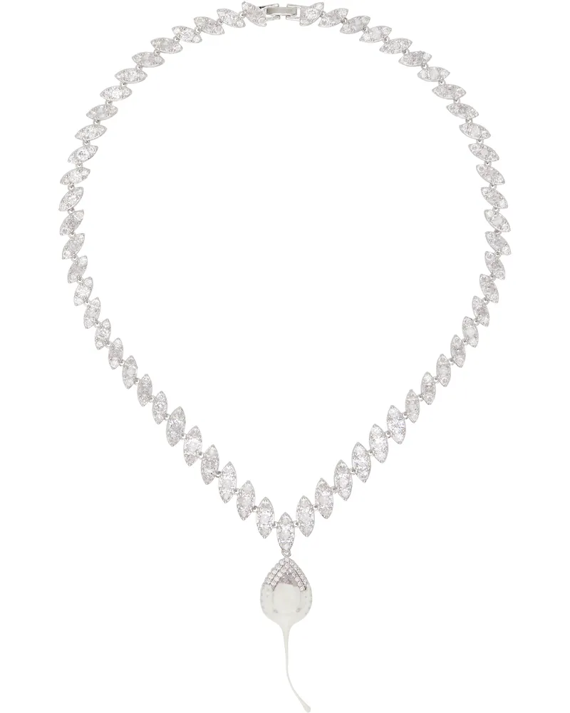 OTTOLINGER Silver & Beige Diamond Dip Necklace Beige