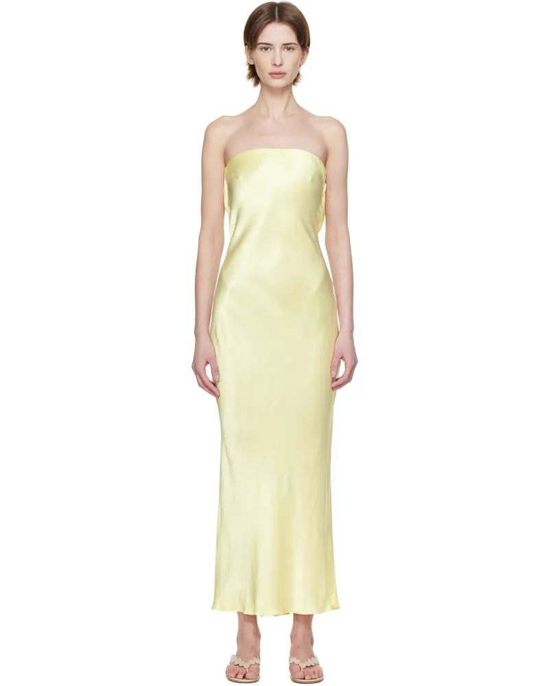 bec & bridge Yellow Moon Dance Strapless Maxi Dress Ice