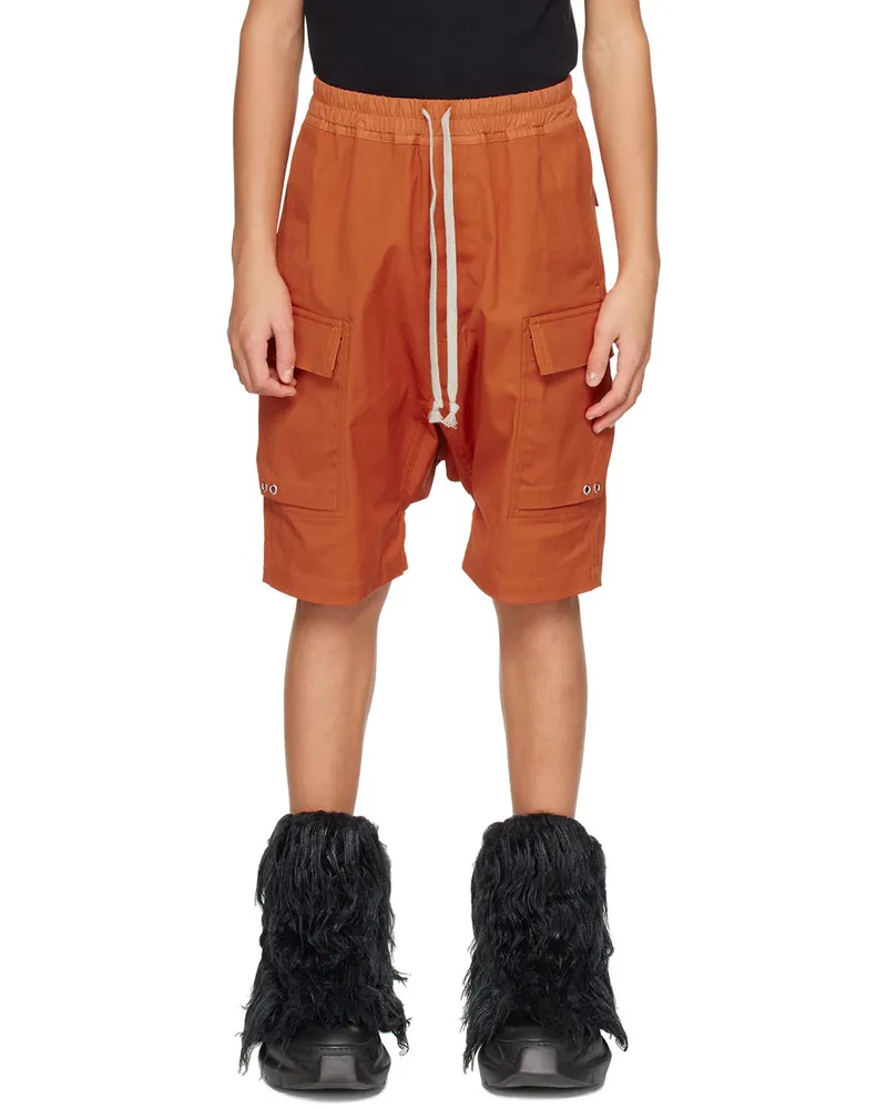 Rick Owens Kids Orange Pods Cargo Shorts 53