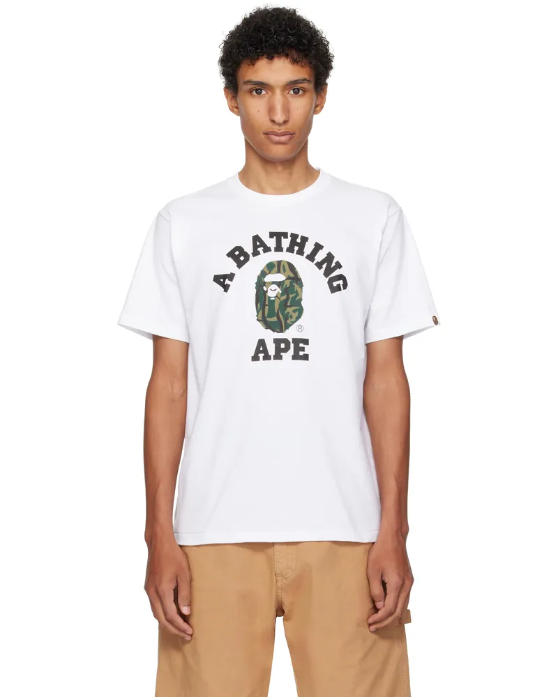 BAPE White Trial Camo College T-shirt Wh0