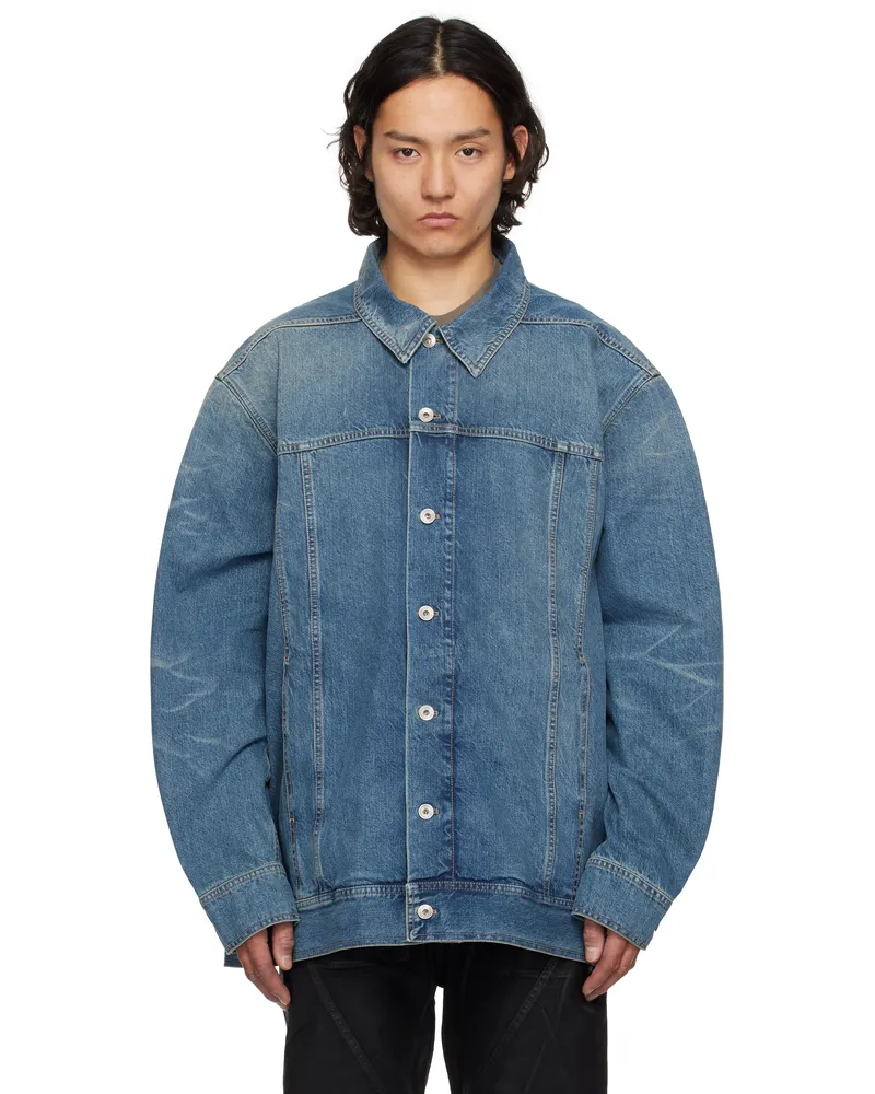 DRKSHDW by Rick Owens Indigo Hollywood Jumbo Worker Denim Jacket 06
