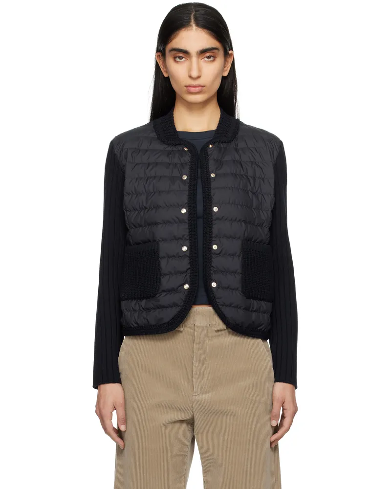 Moncler Navy Padded Wool Down Cardigan 742