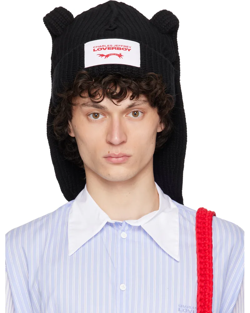 Charles Jeffrey Loverboy Black Chunky Rabbit Beanie Black