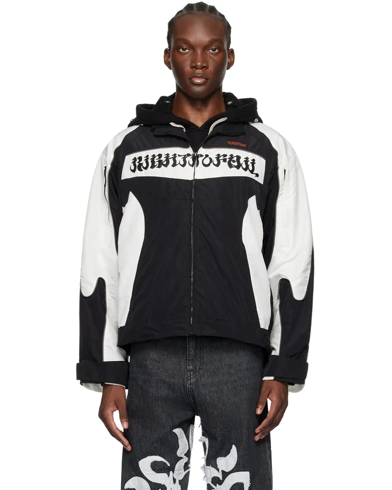 KUSIKOHC Black & Off-White Rider Jacket Black