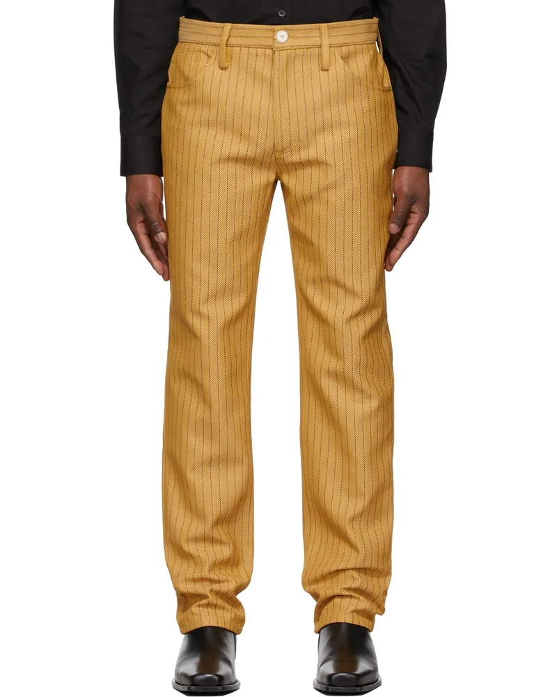 Séfr SSENSE Exclusive Yellow Pinstripe Londré Trousers Golden