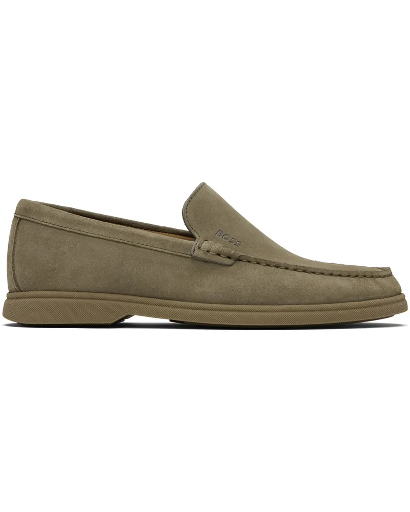 HUGO BOSS Khaki Suede Loafers 343-open