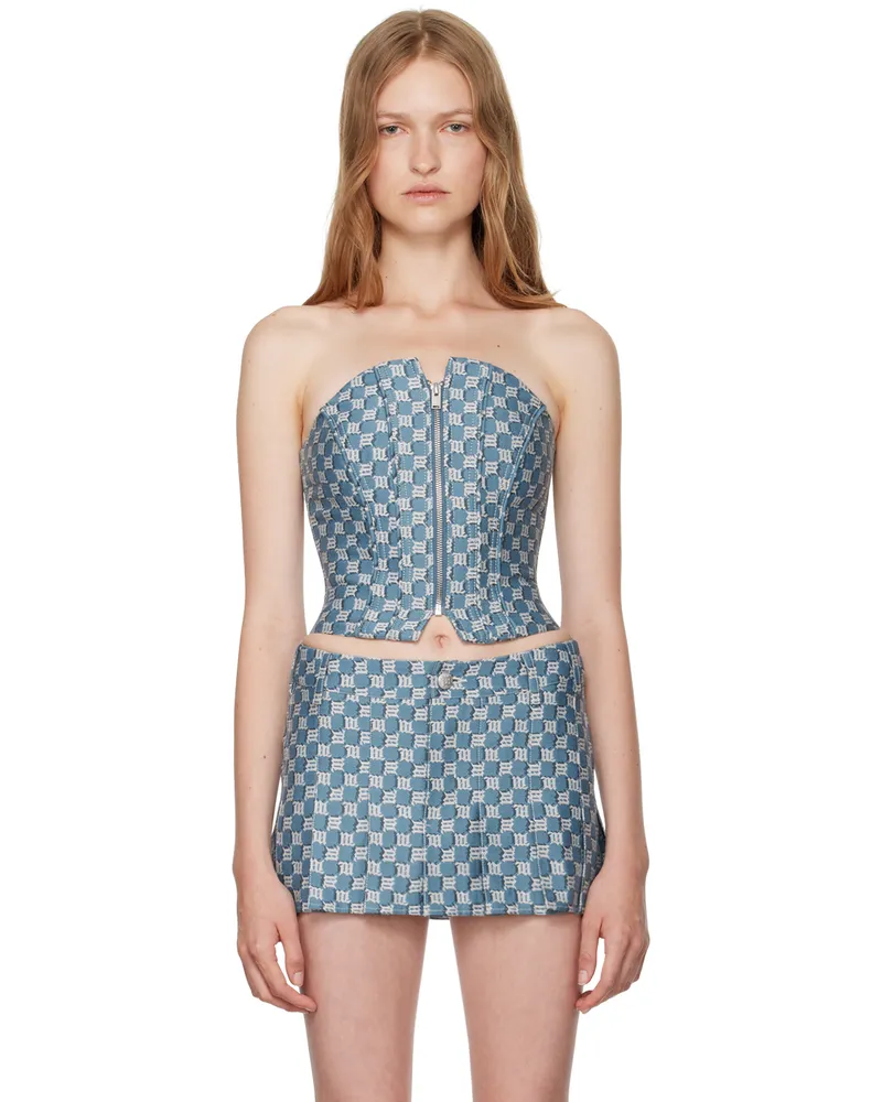 MISBHV Blue Monogram Corset Top Blue