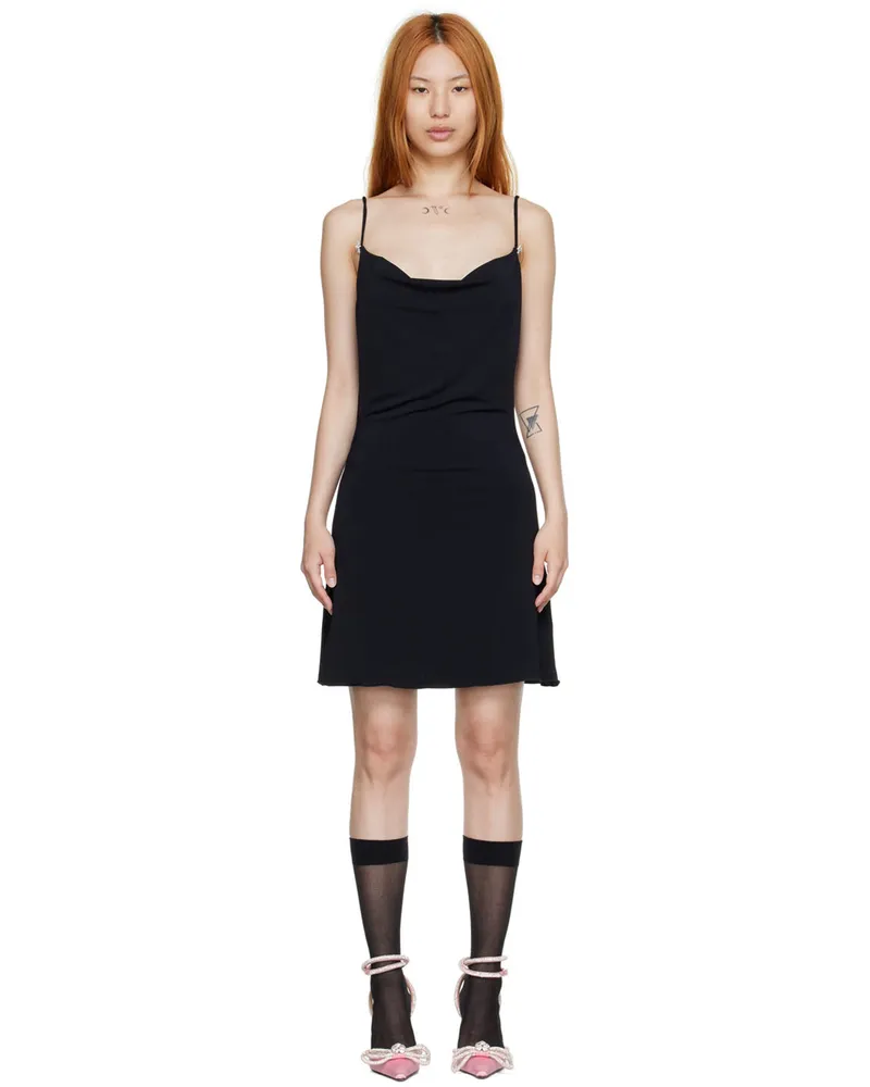 Mach & Mach Black Viscose Mini Dress Black