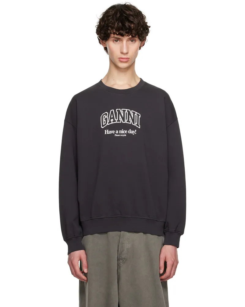 Ganni Black Isoli Sweatshirt Phantom