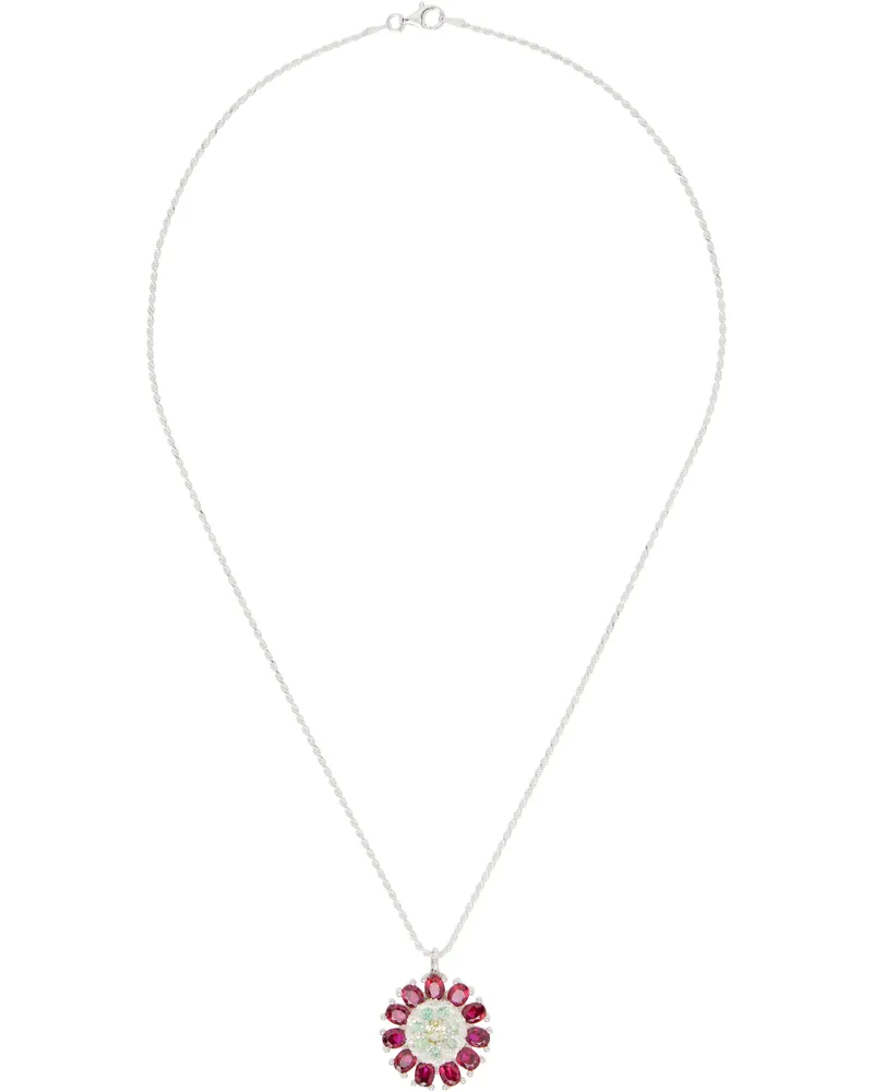 BLEUE BURNHAM Dorset Dahlia Pendant Necklace Silver