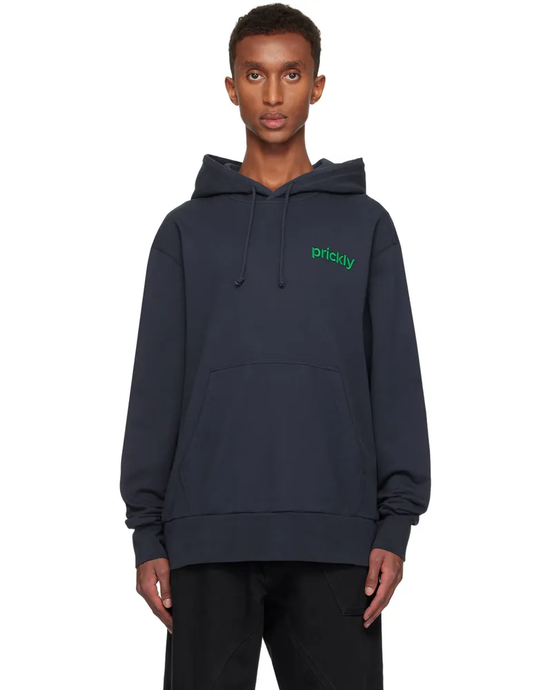J.W.Anderson Navy 'Prickly' Slogan Back Print Hoodie 898