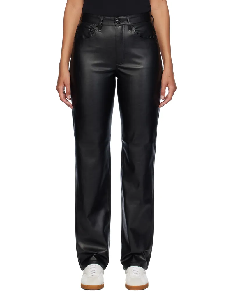 Rag & Bone Black Harlow Faux-Leather Pants Black