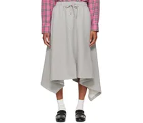 Gray Asymmetric Midi Skirt