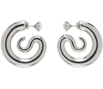 Silver Diamond Serpent Hoop Earrings