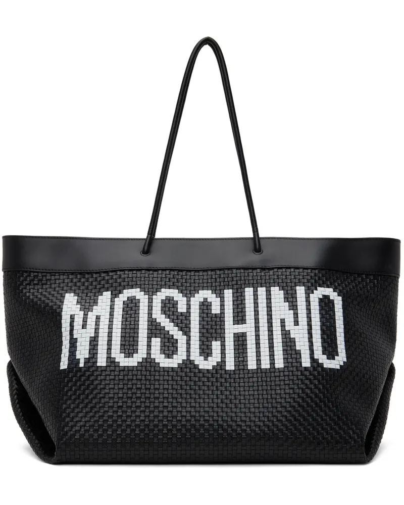 Moschino Black Calfskin Braided Tote A2555