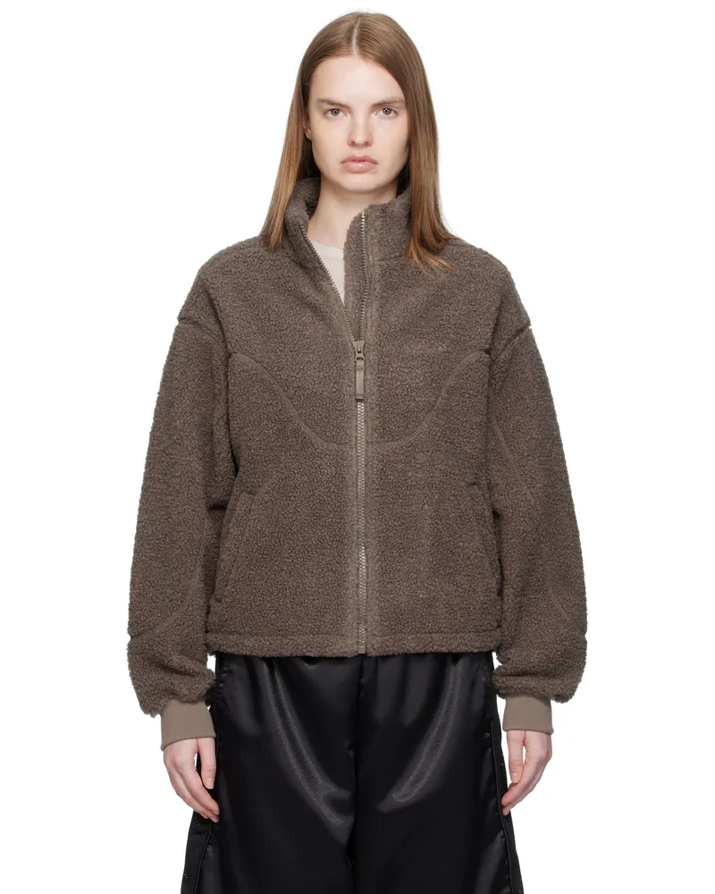 Dime Brown Polar Fleece Sherpa Zip Jacket Mocha