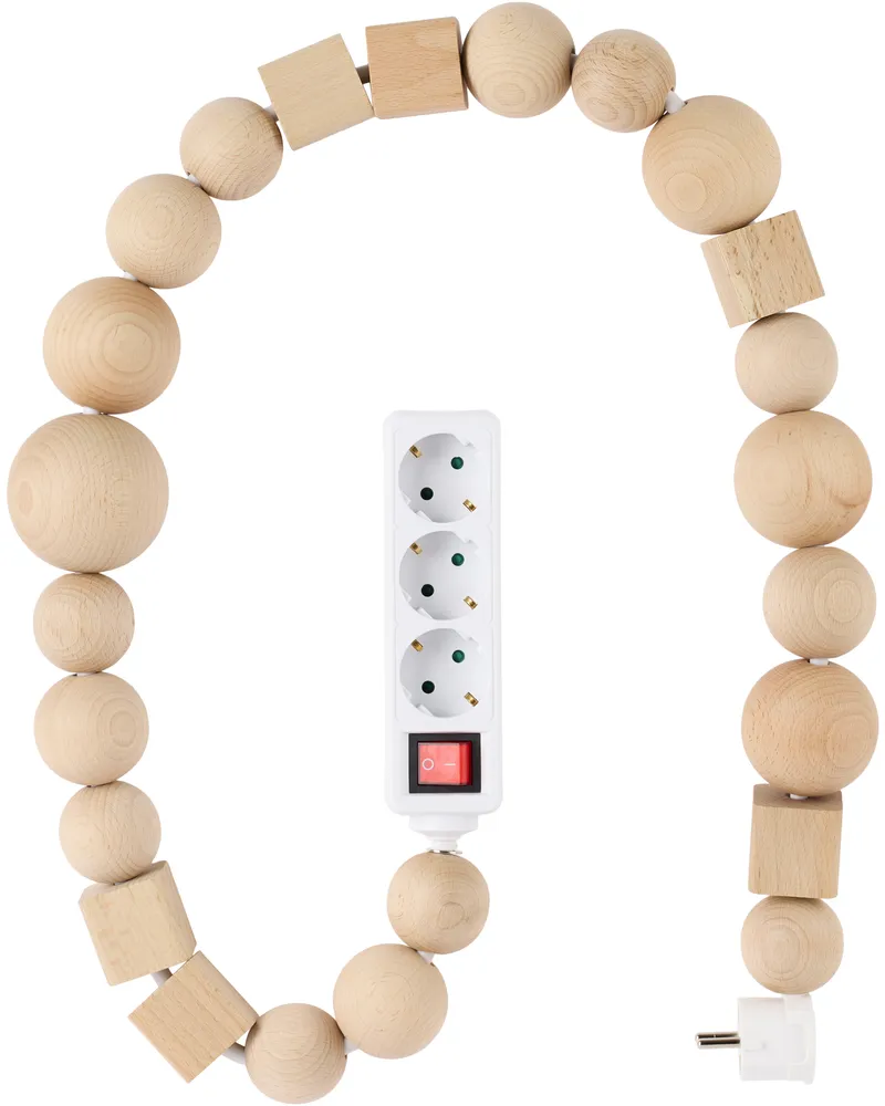 BLESS White Nº26 Multiplug Natural Wooden Elements Extension Cord White