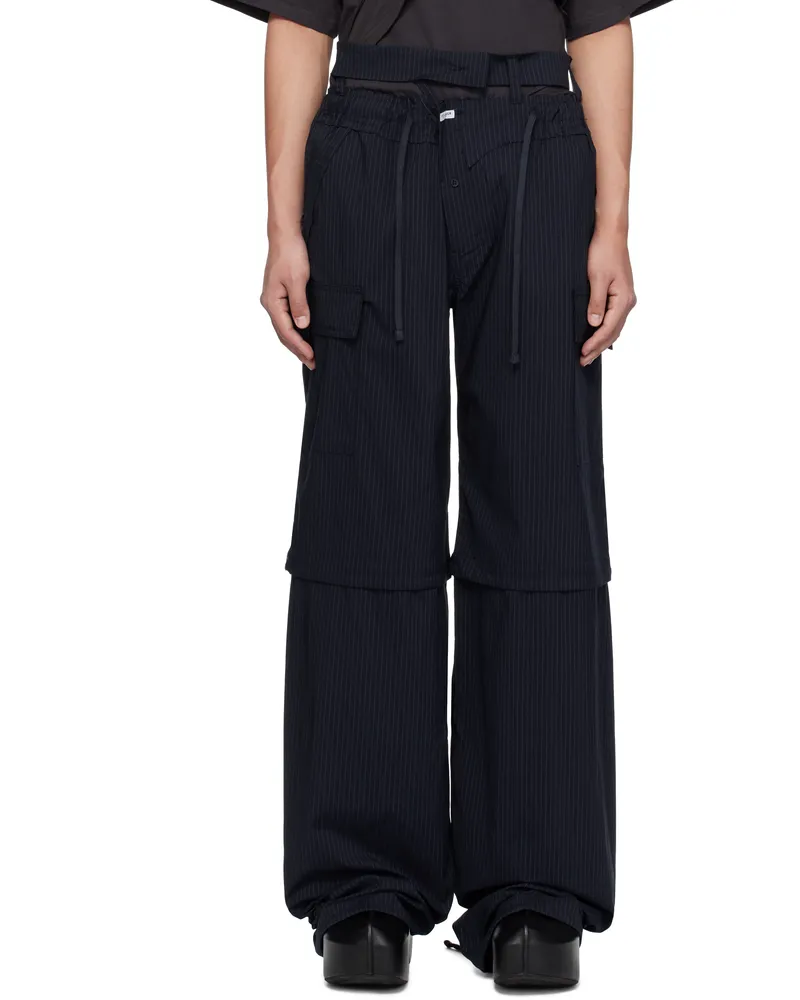 OTTOLINGER Navy Baggy Cargo Pants Striped