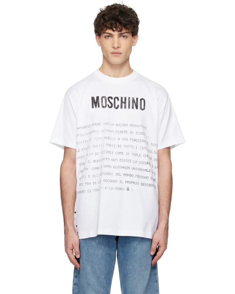 Moschino White Message Print T-shirt Multi