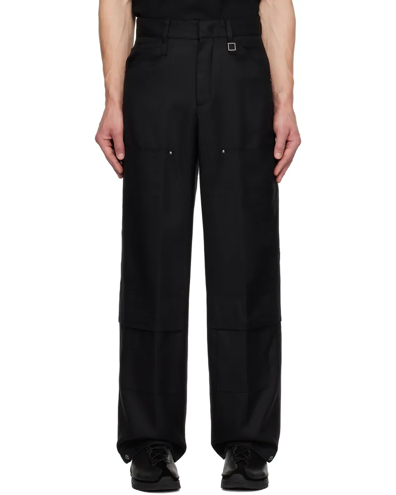 Wooyoungmi Black Double Knee Wool Cargo Pants 901b