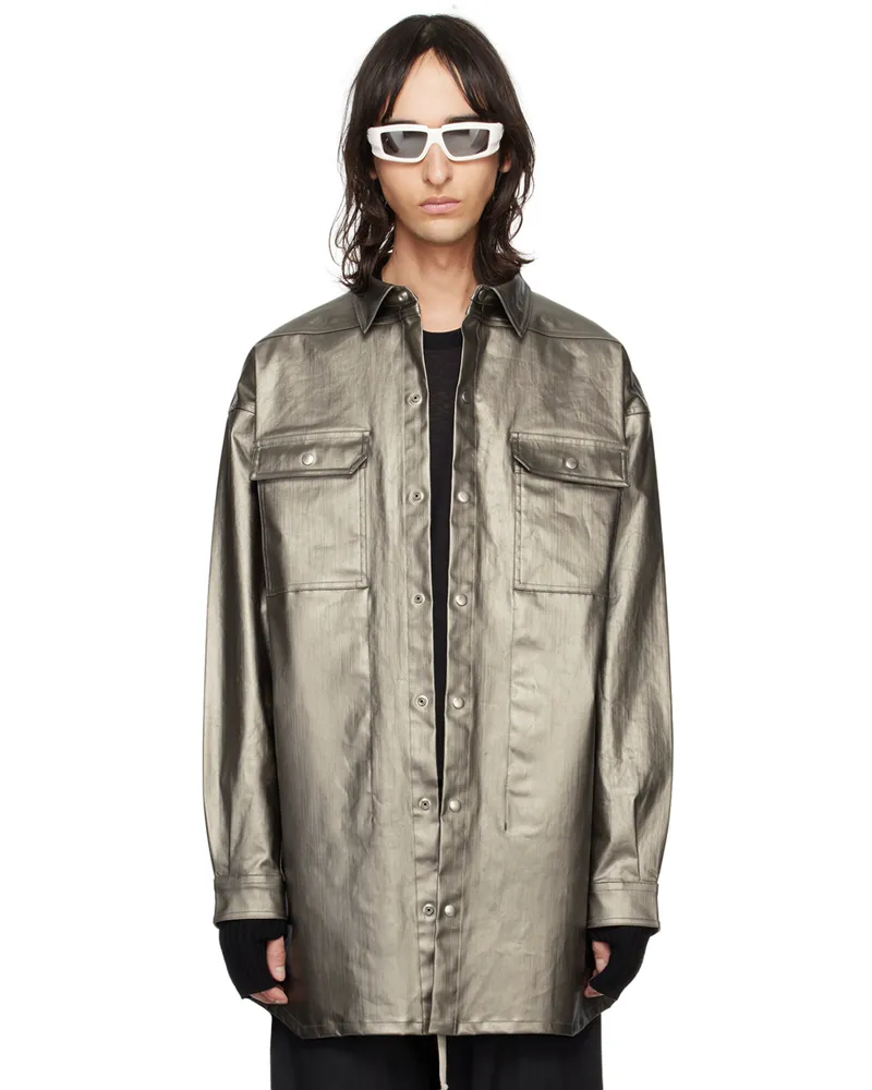 Rick Owens Gunmetal Oversized Outershirt Denim Shirt 68