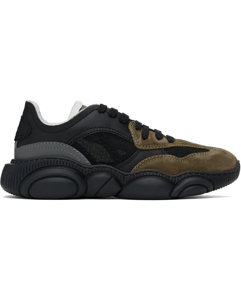 Moschino Black & Khaki Teddy Sneakers Black
