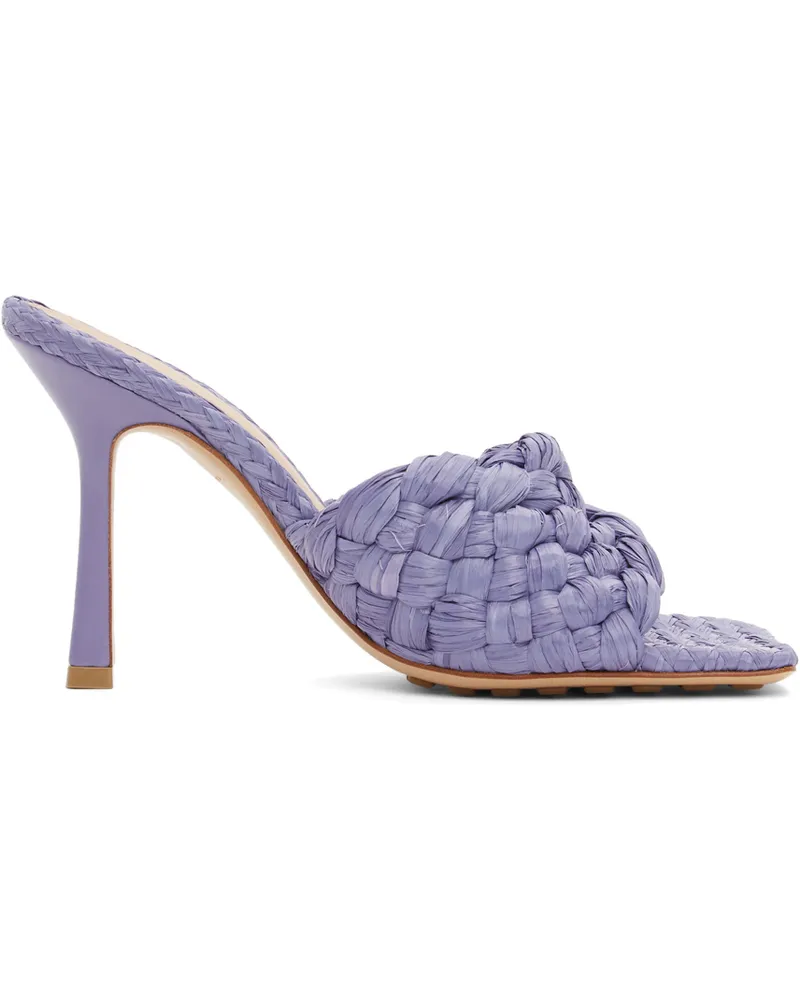 Bottega Veneta Purple Raffia Stretch Heeled Mules 5176