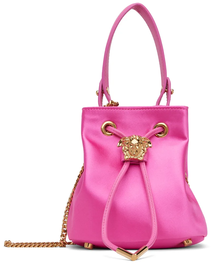 Versace Pink 'La Medusa' Satin Mini Bucket Bag 1pv9v-dragon