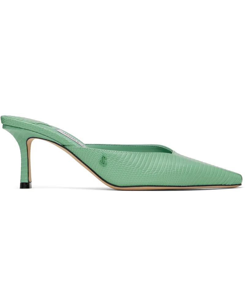 Jimmy Choo Green Vivi 65 Mules Aqua