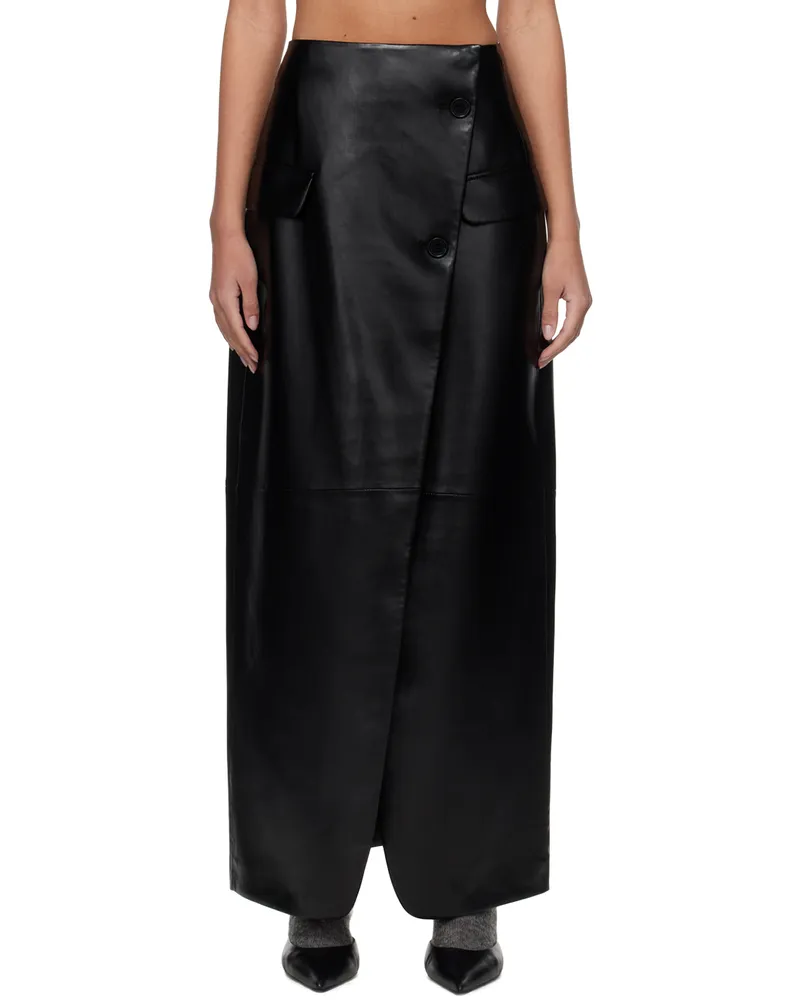 FRANKIE Shop Black Nan Faux-Leather Maxi Skirt Black